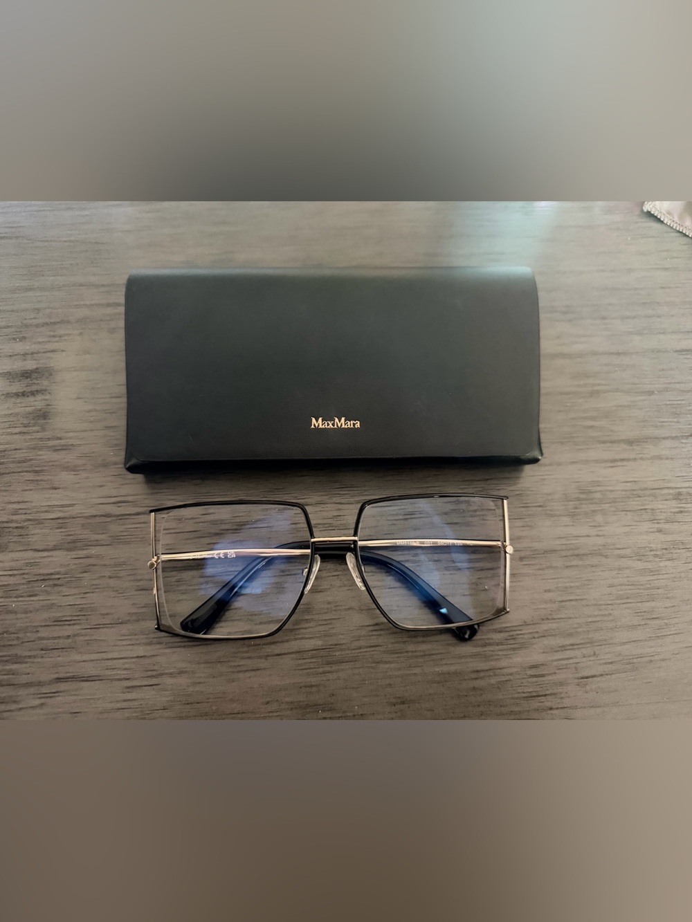 MaxMara Women's Square Metal Frame Glasses in Gold and Black